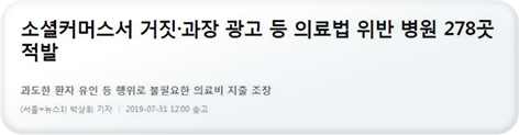 소셜 커머스서 거짓, 과장 광고 등 의료법 위반 병원 적발