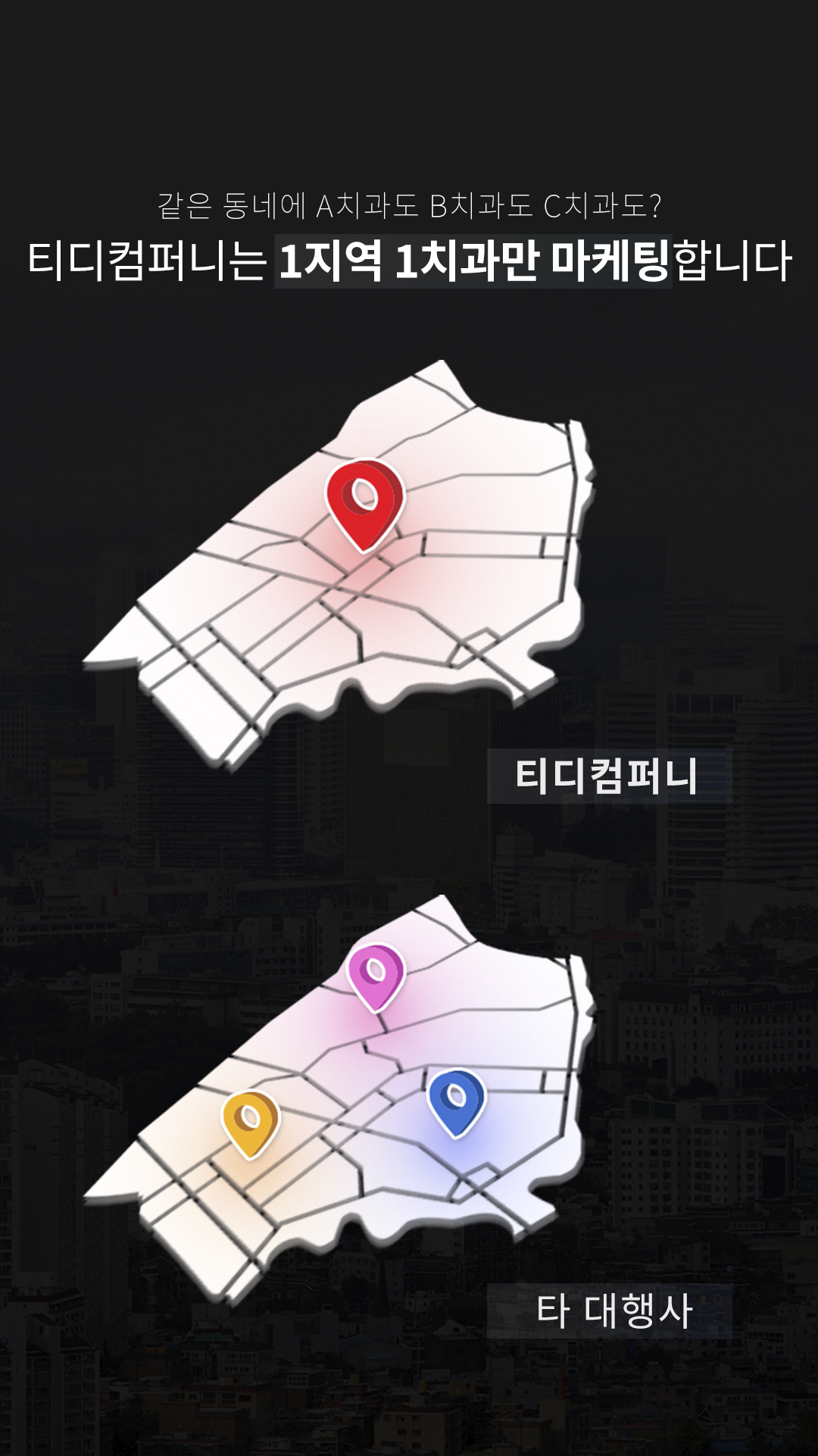 티디컴퍼니가 마케팅을 잘하는 이유7, 1지역 1치과 마케팅